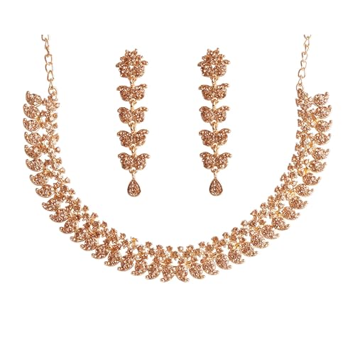 Touchstone Indian wedding jewelry set gold traditional necklaces for women statement yellow rhinestone sets hollywood glamour style crystal stone bridal costume golden necklace