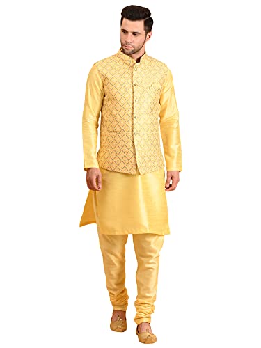 Image of Uri and MacKenzie Men's Silk Blend Kurta Pajama with Designer Ethnic Nehru Jacket /Modi Jacket