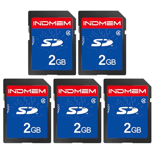 INDMEM 5 Pack SD Card 2GB Class 4 Flash Memory Card 2G SLC Stanard Secure Digital Cards