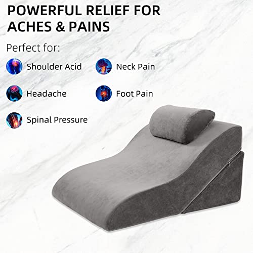 Axelrod Bed Wedge Pillow Set Foam | Adjustable Pillows For Back, Leg And Knee Pain Relief | Post Surgery Ortho Pillow – Anti Snoring, Heartburn, Acid Reflux & Gerd- Grey #TOP4