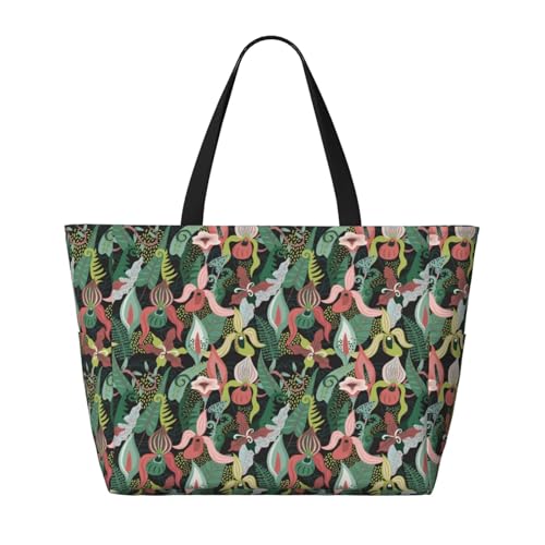 Jungle Print Large Beach Tote Bag for Women Extra Large Capacity Sandproof Waterproof Pool Bag Suitable for Swimming Pool Gym Groceries Travel2