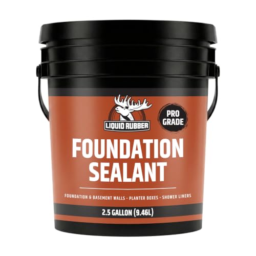 Liquid Rubber Basement and Foundation Repair Sealant - Waterproof Concrete Sealer & Crack Filler - Flexible Coating for Indoor & Outdoor Use - Waterproofing Paint - Black 2.5 Gallon