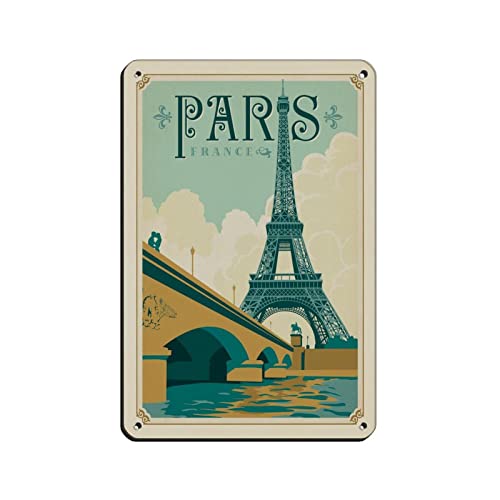 KZIWQ Metal Tin Signs France Paris Valley Metal Travel Tin Signs Wall Decor for Cafe Bar Pub Home 15x30cm