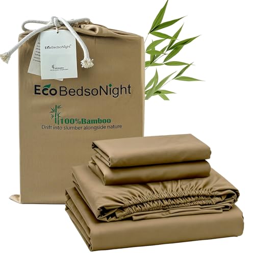 Image of 100% Viscose Derived from Bamboo Sheet Set, Natural Breathable Moisture-Wicking for Hot Sleepers, 18 inch Deep Pocket, 4 Piece