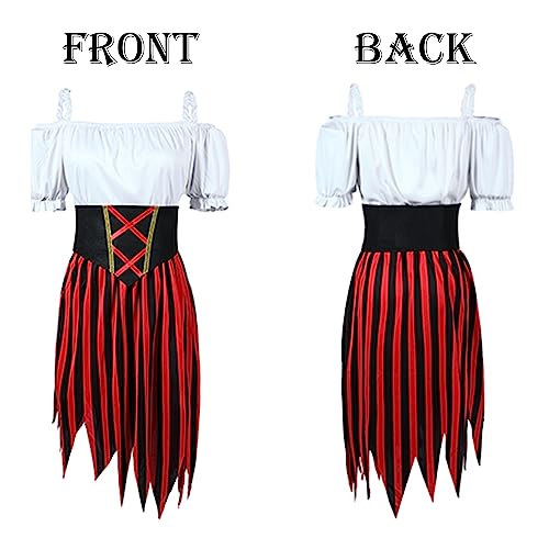 Wizland Women's Pirate Costume Pirate Outfit Women ladies pirate Costume Modest Style Dress with Belt and Headpiece