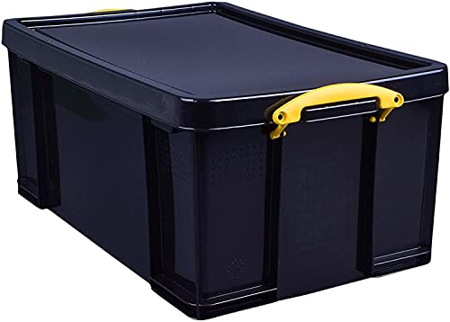 Really Useful Kunststoff-Aufbewahrungsbox recycelt robust stapelbar 64 Liter, Schwarz, 440 x 710 x 310 mm