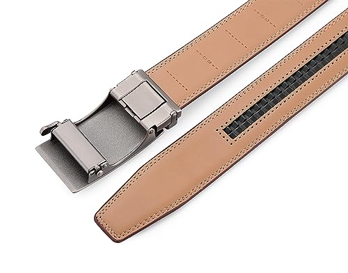 Image of Lingli Men's Belt,Ratchet Dress Belt with Automatic Buckle Brown /Black-Trim to Fit-35mm wide