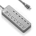 [Mini & Smart] iClever BoostStrip IC-BS01 Portable Smart Power Strip/USB Charger, 4320 Joules Surge Protector with 2 AC Outlet 4 USB Port, 5ft Extension Cord for Indoor, White