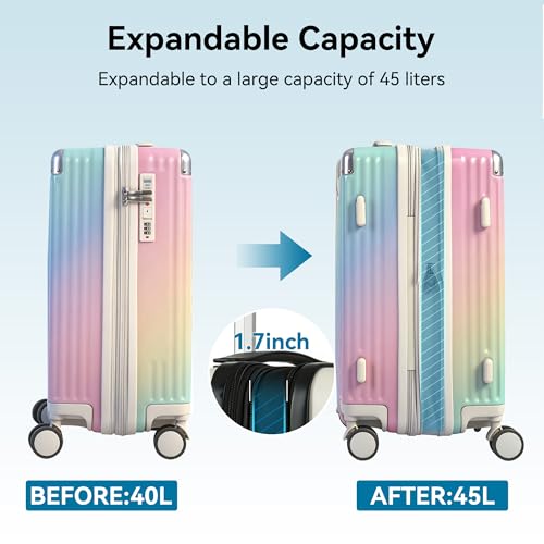 Image of 20 Inch Carry On Luggage with Spinner Wheels,PC Expandable Hard Shell Suitcase with USB Port,Lightweight Travel Luggage Airline Approved for Men Women (Colorful)