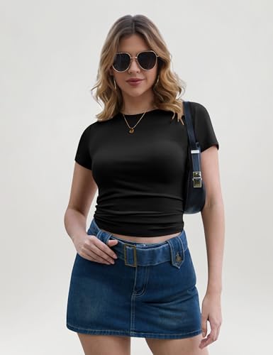 CE' CERDR 3/5 Pack Womens T Shirts Crew Neck Short Sleeve Shirts for Women Casual Basic Fitted Stretchy Tee Tops2