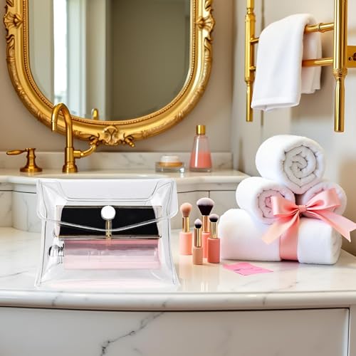 2Pcs Transparent Mini PVC Makeup Bag Small Clear Plastic Cosmetic Organizer Bag Pouch with Snap Closure Cosmetic Bags Tools and Accessories for Vacation Travel, Bathroom Organizing Bags and Cases3