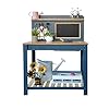 Outdoor Garden Workbench Kids Outdoor Garden Double Layer Planting Table with Drawing BoardNatural Wooden Garden Potting Table Work Bench for PatioBackyard and Porch Blue301187392