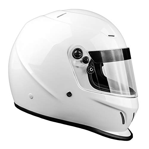 Snell SA2020 Approved Full Face Racing Helmet (White, Small)