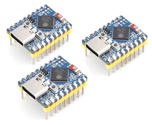 3PCS ESP32-S3 Mini Development Board with Pre-Soldered Header, Based on ESP32-S3FH4R2 Processor, 240MHz Running Frequency, Support 2.4GHz Wi-Fi & Bluetooth 5, Onboard 4MB Flash Memory