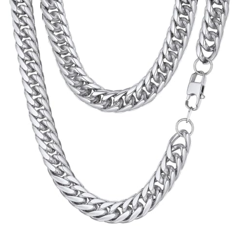 FindChic Men Curb Chain Necklace 18K Gold Plated/Stainless Steel/Black Chunky Double Tight Cuban Link Hip Hop Neck Chains for Men Boys 3.5MM/5MM/6MM/7MM/9MM/12MM 14''-30'' 8 Length Options (