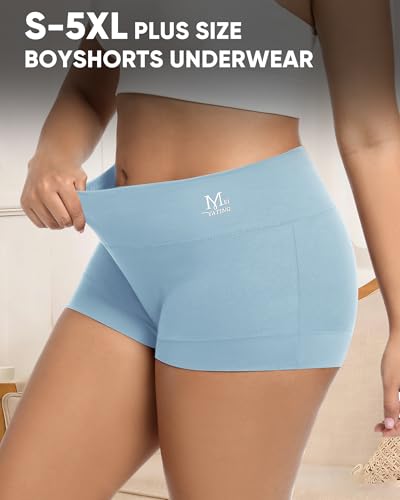MEIYATING Boy Shorts Underwear for Women Cotton Compression Plus Size High Waisted Boxers Briefs Panties Boyshort 4 Pack