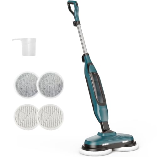 Image of NEWBULIG Scrubbing Steam Mop, Spin Steam Mops for Floor Cleaning with LED