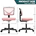 DUMOS Armless Desk Chairs with Wheels, Ergonomic Adjustable Home Office Swivel Rolling Task Chair No Arms, Comfy Mesh Mid Back Computer Work Vanity Desk Seat for Small Spaces, New Pink