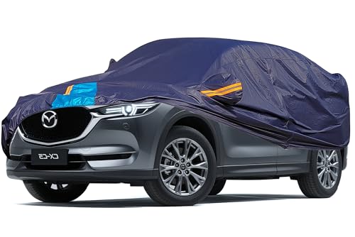 Car Cover Waterproof All Weather, 6 Layers Outdoor Full Exterior Cover Rain Sun UV Snowproof Protection with Zipper Cotton, Mirror Pocket for Mazda CX-5