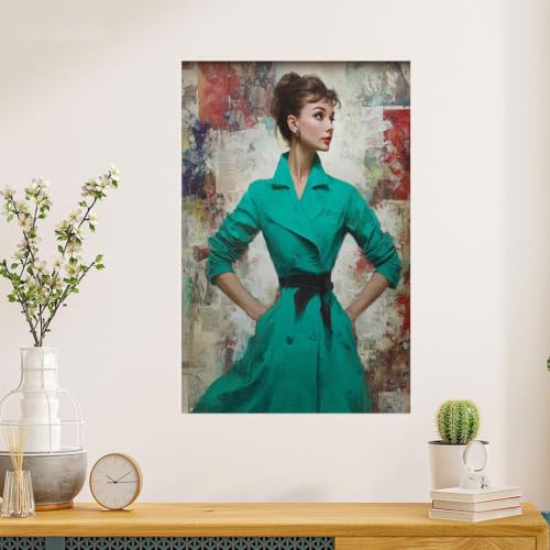 Affiche style féminin iconique et vintage avec cadre 30x40cm pour chambre à coucher