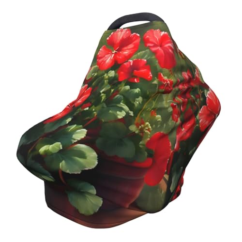 XZDHYZ Red geraniums Versatile full-print Stroller Chair Cover/Nursing Cover, specially designed for your baby, Black