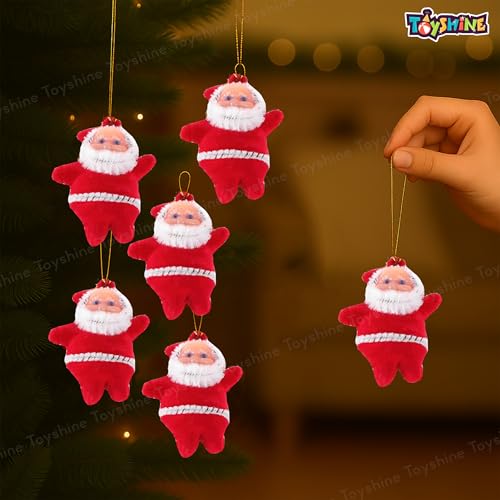 Image of Toyshine 6 Pc Cute Mini Santa Claus Christmas Tree Hanging Decorations Xmas Tree Ornaments Santa Claus Toy Doll for Kids & Christmas Decor