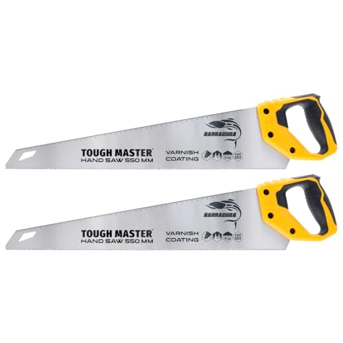 Image of TOUGH MASTER Hand Saws 550mm, Pruning & Cutting Wood, Plastic, PVC Pipes, Razor Sharp Blade 9TPI Comfortable Non-Slip Handle, Wood Saw with Ruler Markings (2)