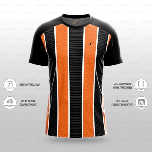 Image of YOURJERSEY Custom Sports Jersey for Men Personalised Cricket /Football /Badminton T-Shirt Customise Name, Dry-Fit Fabric Sizes 2Y-4XL Custom T-Shirt