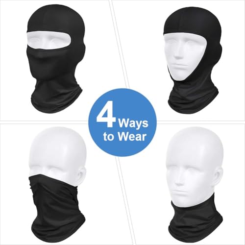 DiULi Balaclava Sturmhaube für Damen Herren, Gesichtsmaske Atmungsaktiv UV-Schutz Winddicht, Elastisch Helm Liner für Motorrad Fahrrad Ski Snowboard Outdoor Sports, Schwarz