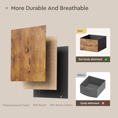 YeTom Changing Table Dresser, Baby Dresser with 3 Fabric Drawers and 2 Shelves, Multi-Functional Baby Changing Table with Pad, Classic Nursery Dresser, Diaper Changing Station, Rustic Brown