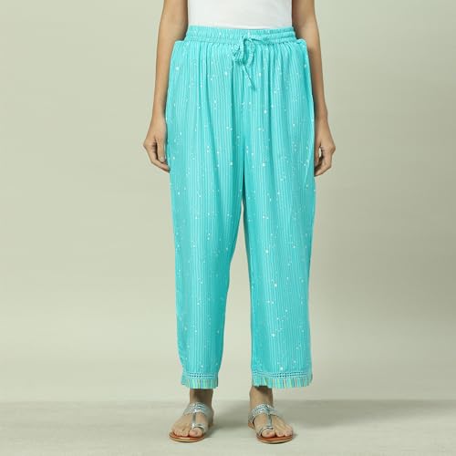 Image of Rangriti Sea Green Liva Palazzo for Women