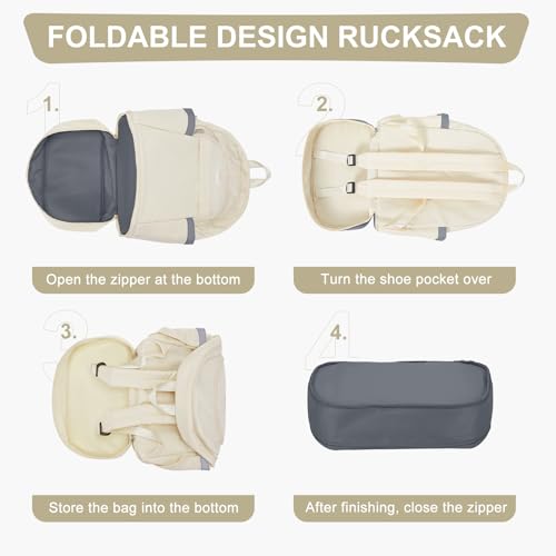 coofay Gym Backpack For Women Men Dance Sports Backpack With Shoe Compartment Waterproof Travel Backpacks Gym Bag Beige