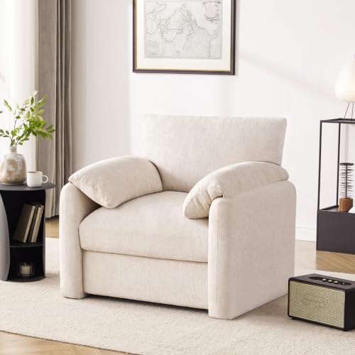 Image of Howjoe 2 Pack Accent Chair for Living Room, Oversized Armchair, Beige