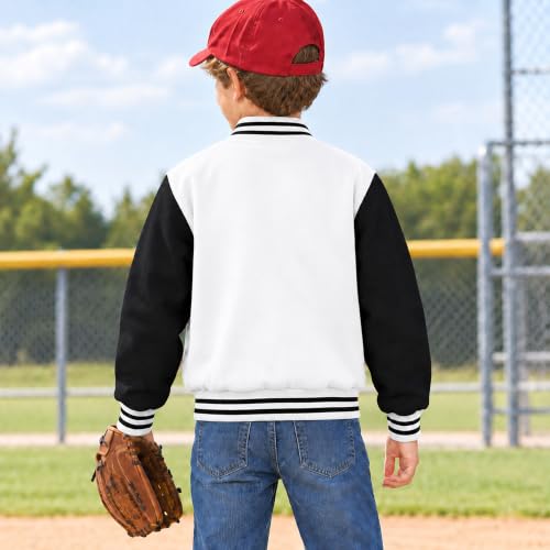 Image of Kids Baseball Jackets Boys Girls Fit Varsity Jacket Casual Lightweight Plain Button Cardigan School Coat