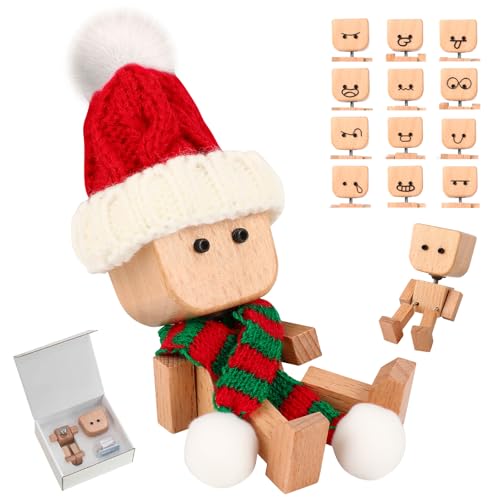 YOUSHEME Wooden Shaking Man Doll with Magnetic Faces, 12 pcs