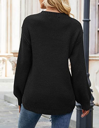 Image of MEROKEETY Women's Fall Long Sleeve Waffle Knit Oversized Sweater