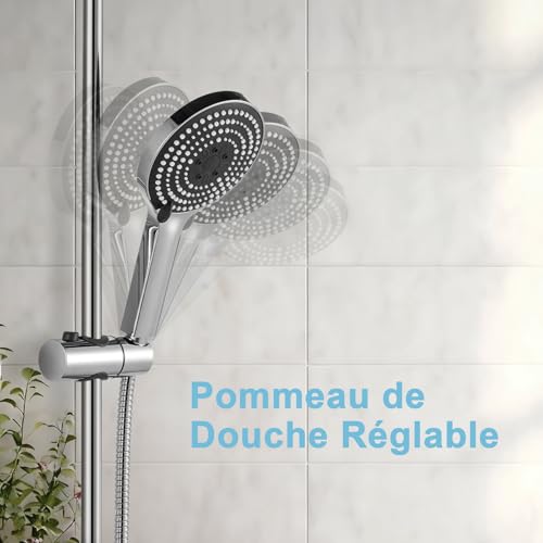 Barre de douche 60cm OFFO avec support réglable en inox durable