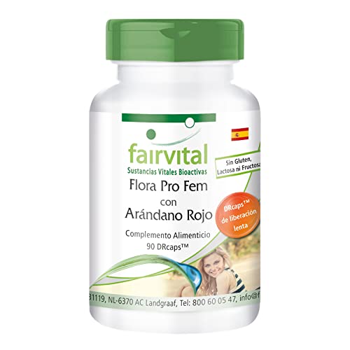 Fairvital | Flora Pro Fem + Arándano Rojo (Cranberry) - Liberación retardada - 90 Cápsulas - Calidad Alemana