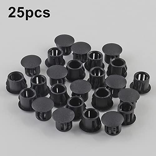 Image of 25 Pcs 3 /8 Inch (10mm) Black Hole Plug | Plastic Hole Cover, Round End Cap, Flush Type Tube Insert, For Chair Furniture Glide Protectors