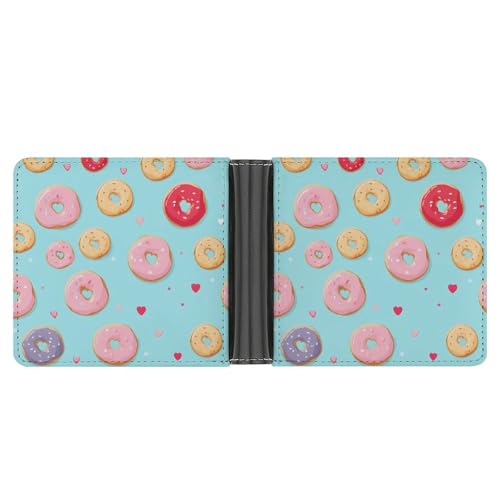 Donut and Love Funny Billfold Wallet Credit Card Holder Slim Passcase Pouch Purse for Men Women