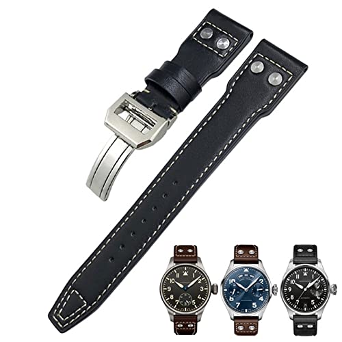 Bracelet montre 21mm en cuir véritable souple pour IWC Big Pilot style élégant