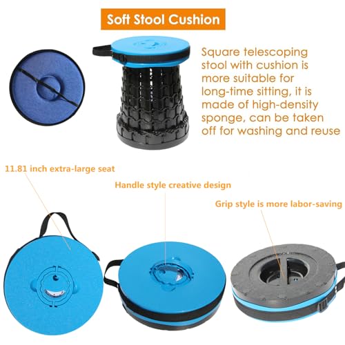 image for ALEVMOOM Upgraded XXL 50 Portable Collapsible Stool with Cushion,Teles