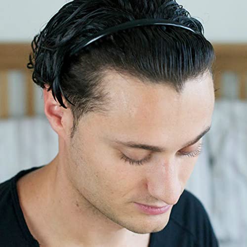 Image of ULTIMUTE 8 PCS Fashion No Slip Effortless Plastic Headbands with Teeth Comb Black Skinny Headbands Hair Accessories Bands for Women Men Teen Girls, Classic Black Bright
