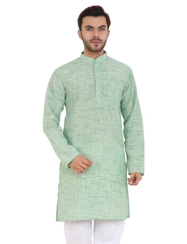 Image of LatestPlus Men's Solid Cotton Blend Ethnic Wear Regular Full Sleeve Kurta