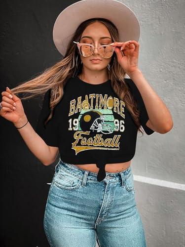 Football Shirts for Women Vintage Team Fan Tshirt Game Day Shirt Oversized Football Season Short Sleeve Tops4