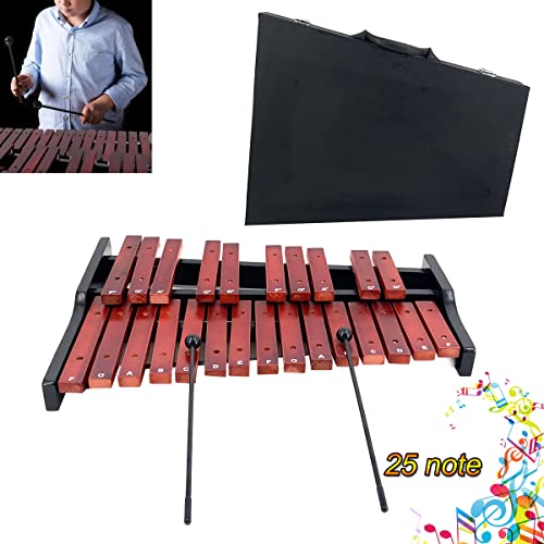 Image of Portable Professional 25 Key Xylophone, Alto Wood Xylophone, Percussion Bell Kit, Diatonic Scale from F to F, Semitone Scale from F to D (Rose Wood)