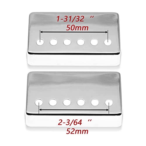 Cheerock 2Pcs Chrome Guitar Humbucker Covers, 50/52Mm Silver Pickup Covers Set For Enhanced Sound, Fits Most Epiphone Les Paul & Other Models #TOP1