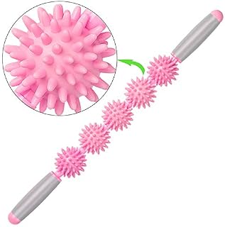Muscle Roller Massage Stick 5 Ball, Deep Tissue Tight Fascia Massager Trigger Point