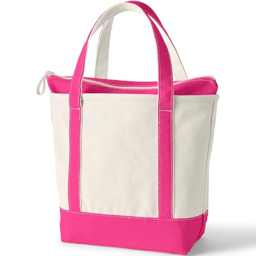 Image of Lands' End Zip Top Long Handle Canvas Tote Bag
