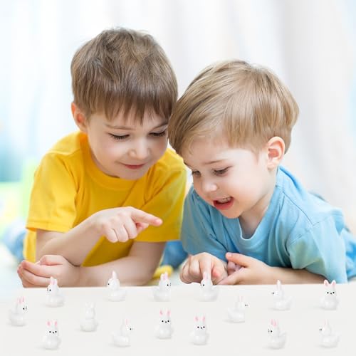 Image of 50 Pcs Rabbit Ducks Toy Figures, Mini Rabbit Resin Ducks Bulk, Tiny Rabbits Figurine Dress up Duck Toy for Party Favors (Rabbits)